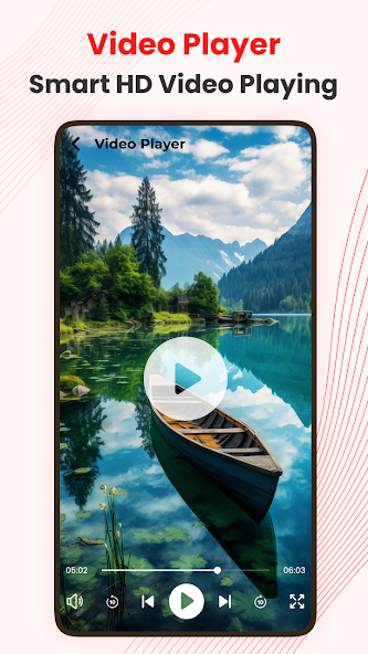 All Video Downloader & Home built-in video player playing a saved video with playback controls